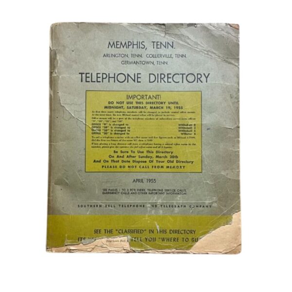 Elenco telefonico originale di Memphis, Tennessee (USA) 1955